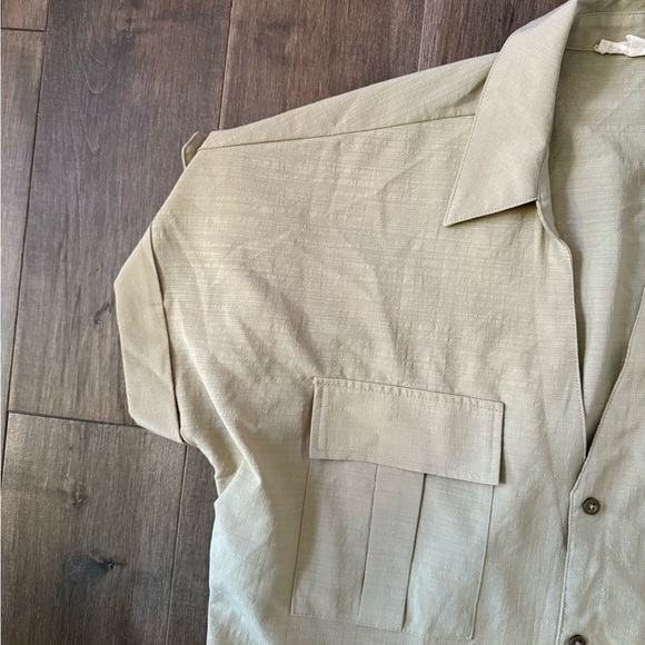 Beige Button Down Shirt for Women - Picture 2 of 6